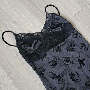 Motel Rocks Black Floral Lace Slip Dress